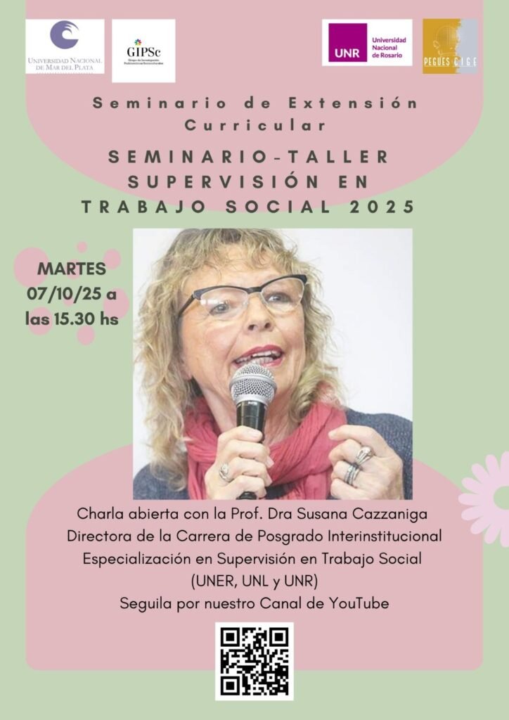 Buenas tardes, queridos/as matriculados/as. En el Marco del Seminario de Extensión Curricular Supervisión en Trabajo Social, queremos invitarles a esta actividad el próximo día martes. Podrán acceder a la misma por el canal de Youtube de nuestra Asignatura que se encuentra en el Qr. Les esperamos!